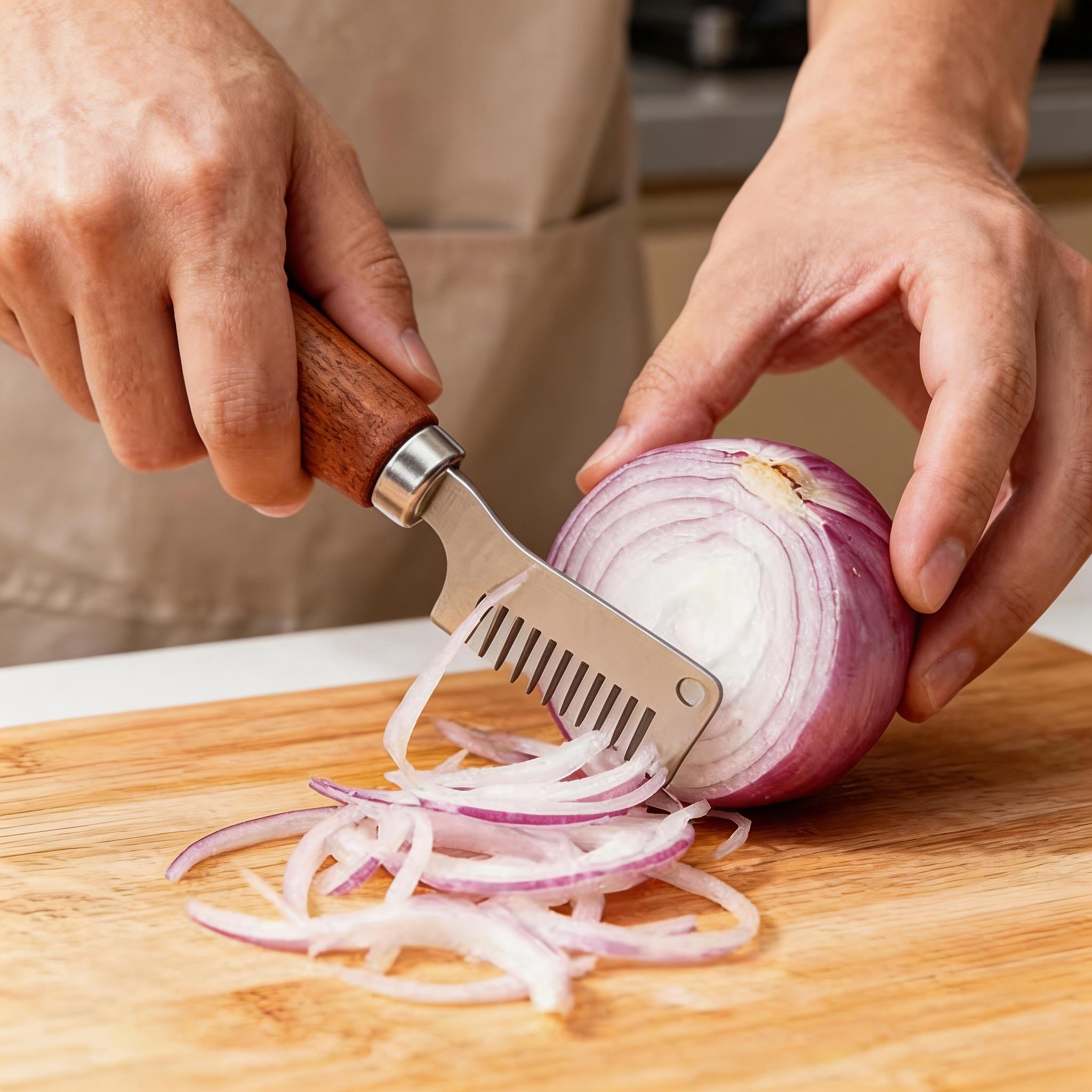 A Stainless Steel Chopper for Cutting Scallions, an Efficient And Uniform Tool for The Kitchen, Perfect for Manually Chopping Scallions And Garlic, a Practical Little Gadget for Home And Restaurant Meal Prep
