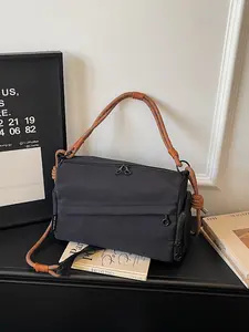 Multi-zipper layered casual crossbody bag, 3D woven rope enhances the layered look, multi-pocket layout says goodbye to clutter, sturdy zipper closure inner items, soft yet structured body resists deformation, woven handle for comfortable grip, pairs with