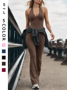 Women’s One Piece Yoga Jumpsuit Sexy Lace Sleeveless Cami Backless with Removable Pads Buttery Soft Comfortable Butt Lifting Tummy Control Four Way Stretch Breathable Workout Bodysuit for Gym Outdoor Running Training Fitness Jumpsuit