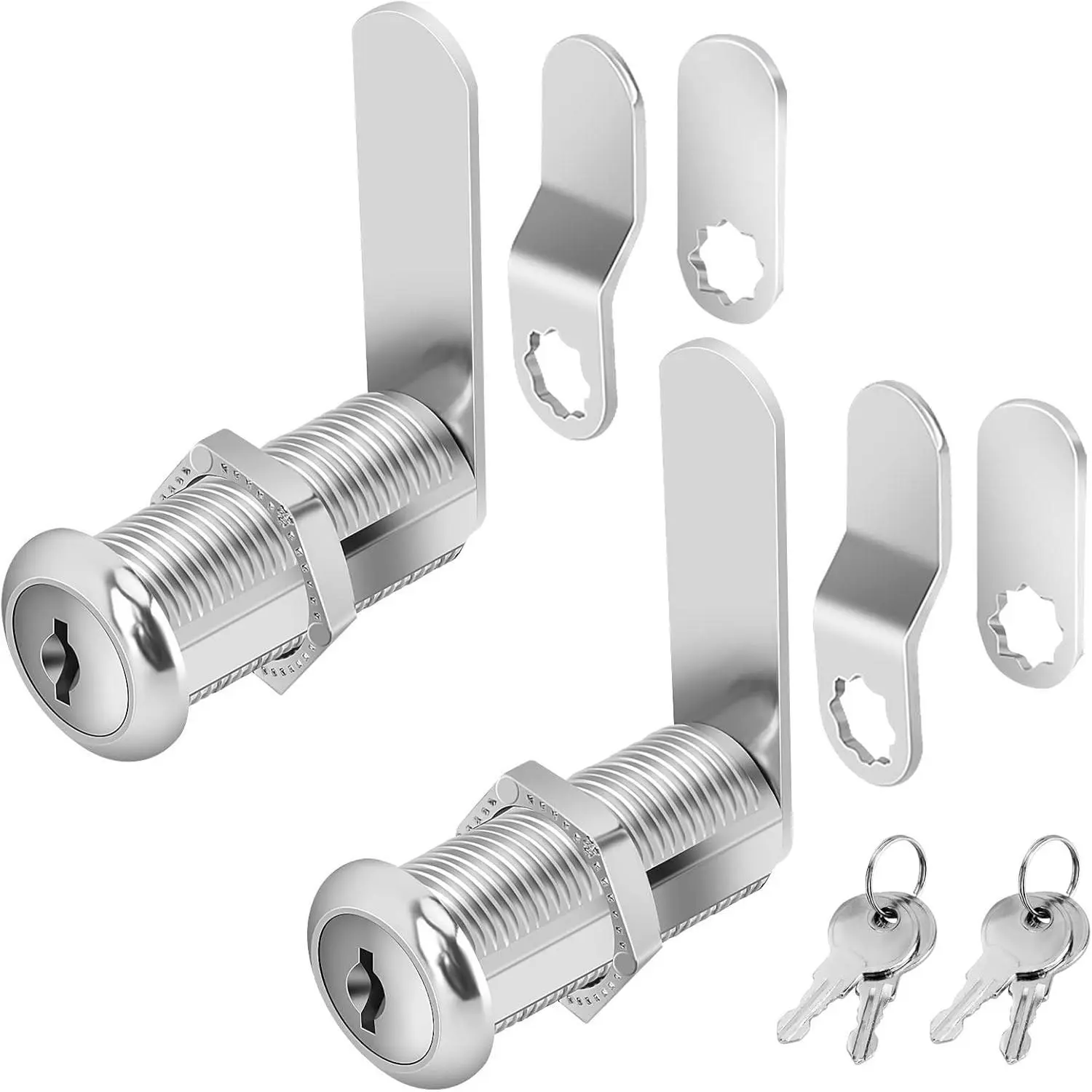 Cylinnda 1-1/2" Keyed Alike Cabinet Cam Locks with Keys, 2 Pack Zinc Alloy Lock Set for Cabinets, RV Storage, Tool Box, Thick Drawers