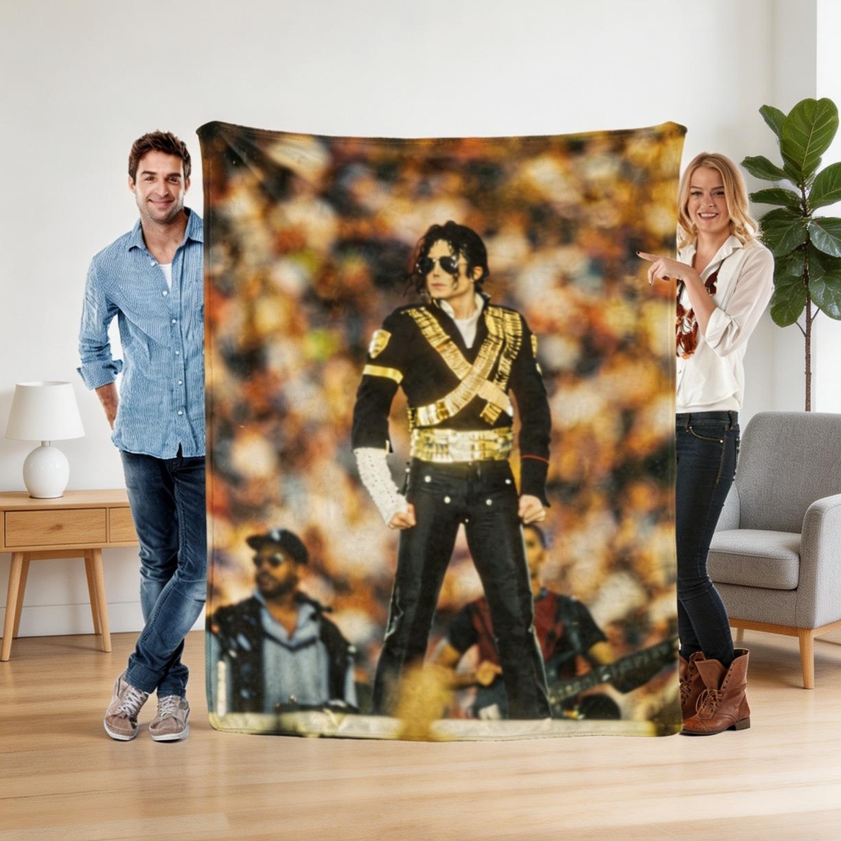 Michael Jackson Performance Flannel Blanket, King of Pop Concert Throw Blanket, Soft Cozy Blanket for Sofa Bed, Music Fan Decor, Perfect Gift