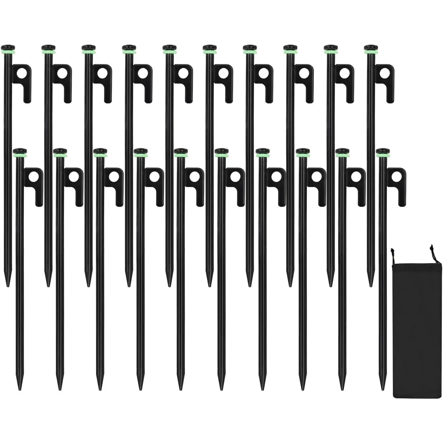 20 count Tent Stakes, 12in/16in Heavy Duty Tent Stakes, 0.35" Dia. Forged Steel Stakes Heavy Duty for Tent   Rocks, Snowfield(20Pcs 12in Stakes)