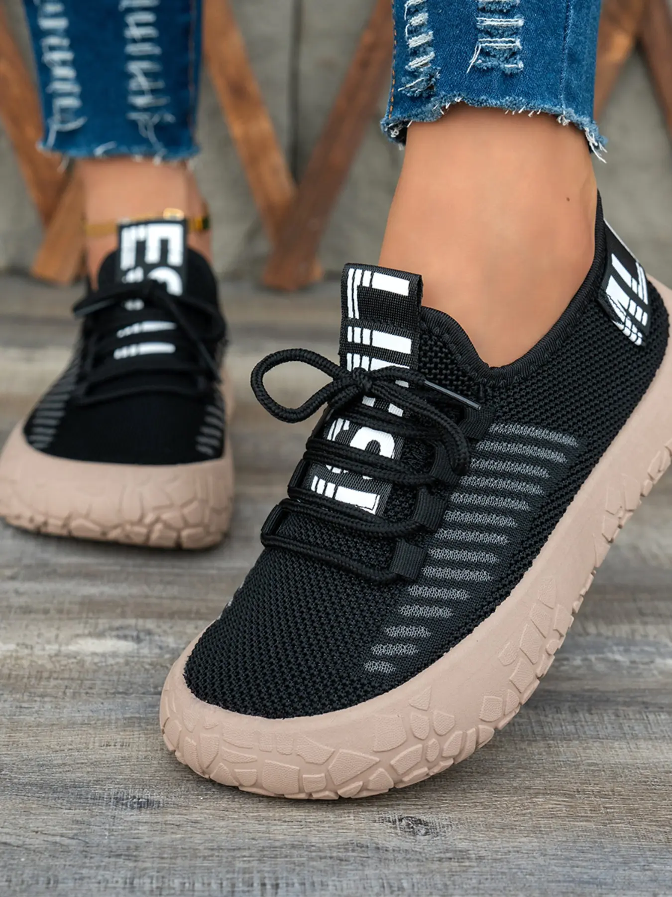 Women's Fashion Comfortable Casual Sneakers, Breathable Textile Upper, Rubber Sole, Drawstring Closure, All Seasons, Medium Width