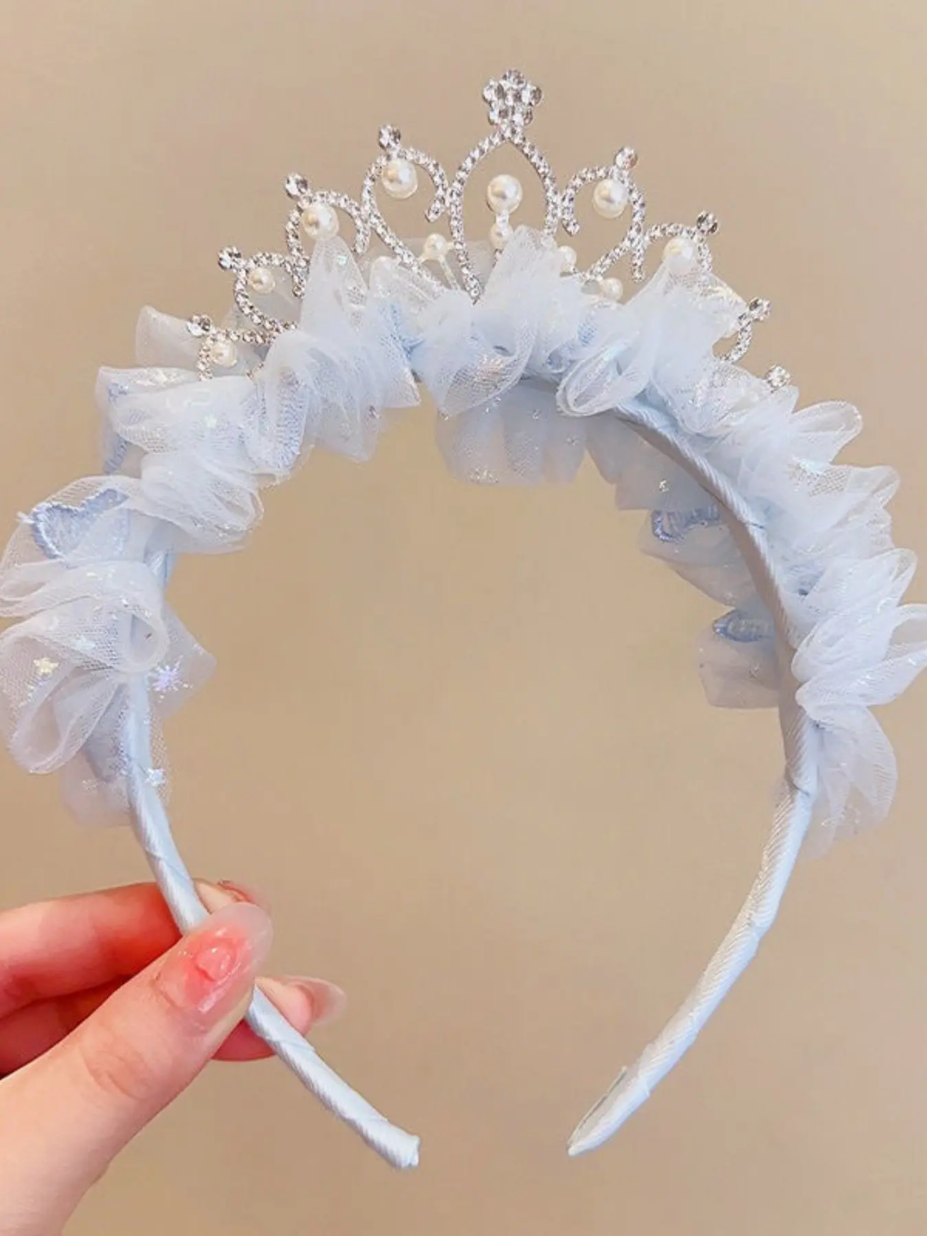 Children Princess Style Vintage Crown Hair Accessory, Girl Birthday Photo Headband, Baby Hair Clip, Lace Pattern Headband