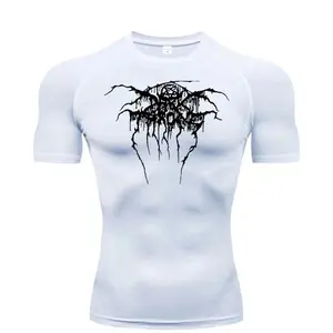 2025Men's compression print short sleeve gym workout T-shirt, quick drying Breathable T-shirt, fitness training track top RL0547