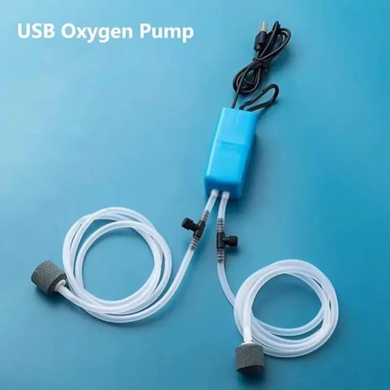 USB Aquarium Air Pump with Air Stone and Silicone Tube, Silent Mini Oxygen Pump for Fish Tank, Ideal for Aquatic Life