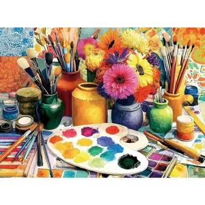 500 Piece Jigsaw Puzzle for Adults –Artist Studio Jigsaw Puzzles 500 Pieces, Flowers Brushes Palette Puzzles for Adults 500 Pieces, Challenging Perfect for Game Nights