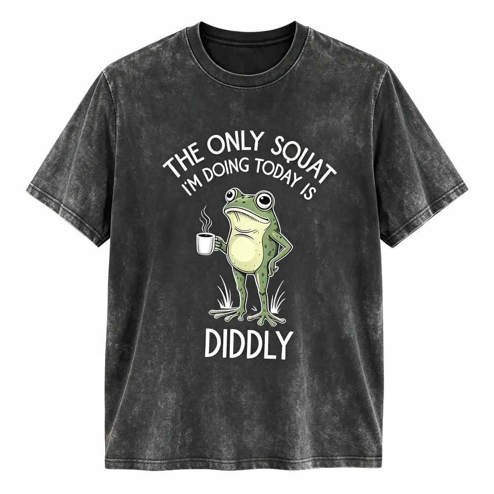 Women's Soft Funny Frog Print Streetwear Top, Sarcastic Diddly Squat Plus Size Sportswear Shirt, Style
