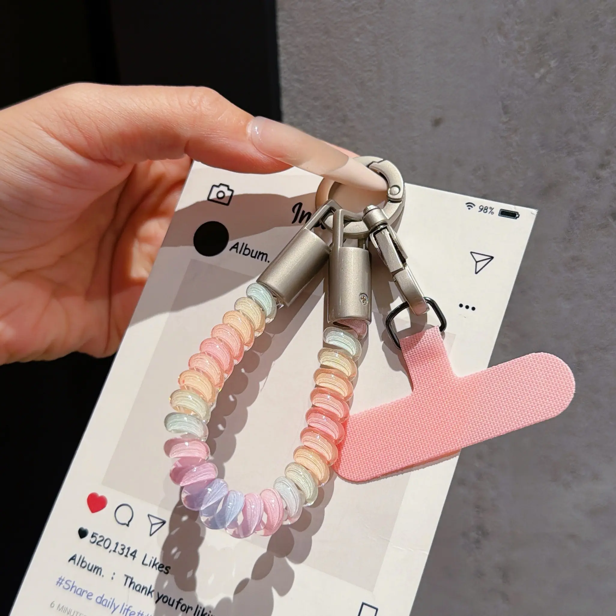Elastic Metal Buckle Round Hole Phone Lanyard, Anti-Loss Phone Cord, Customized Phone Case, Wrist Strap for Apple Devices