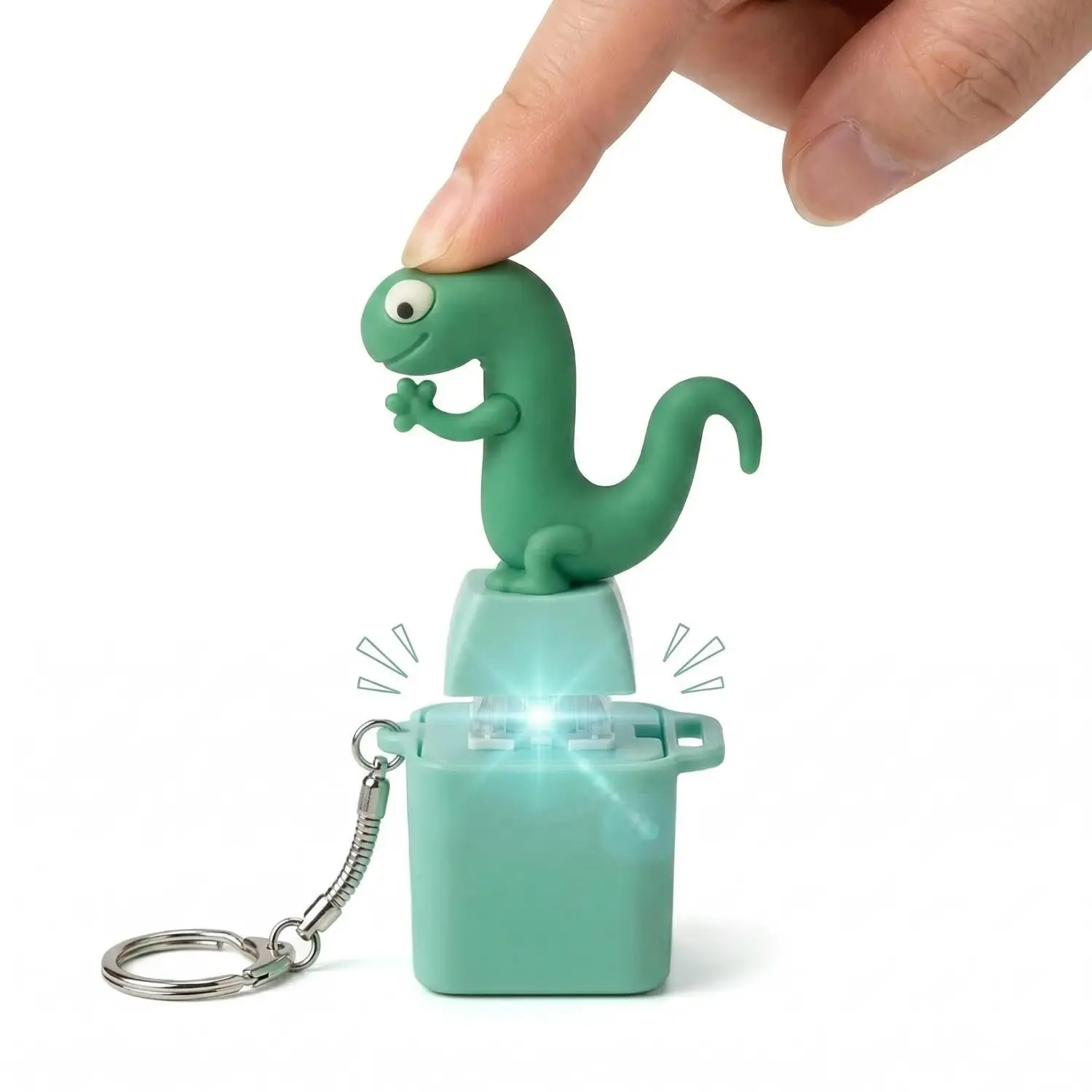 Light Up Cute Lizard Mechanical Click Keychain - Mechanical Button Fidget Toy for Everyday Use, Portable Stress Relief Gadget, Party Fun Prank Gift