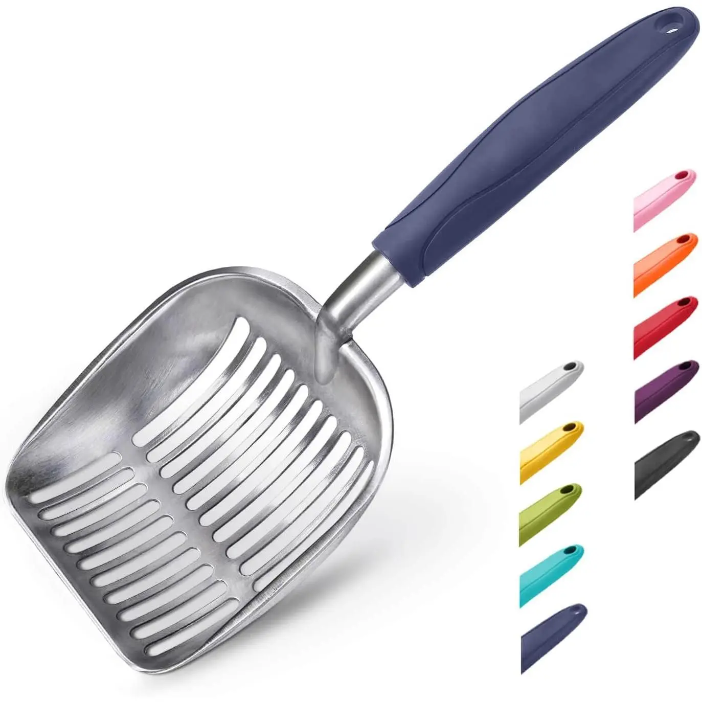 Cat Litter Scoop, Aluminum Alloy Sifter, Kitty Metal Scooper, Deep Shovel, Long Handle, Poop Sifting, Kitten Pooper Lifter, Durable, Heavy Duty, for Litter Box