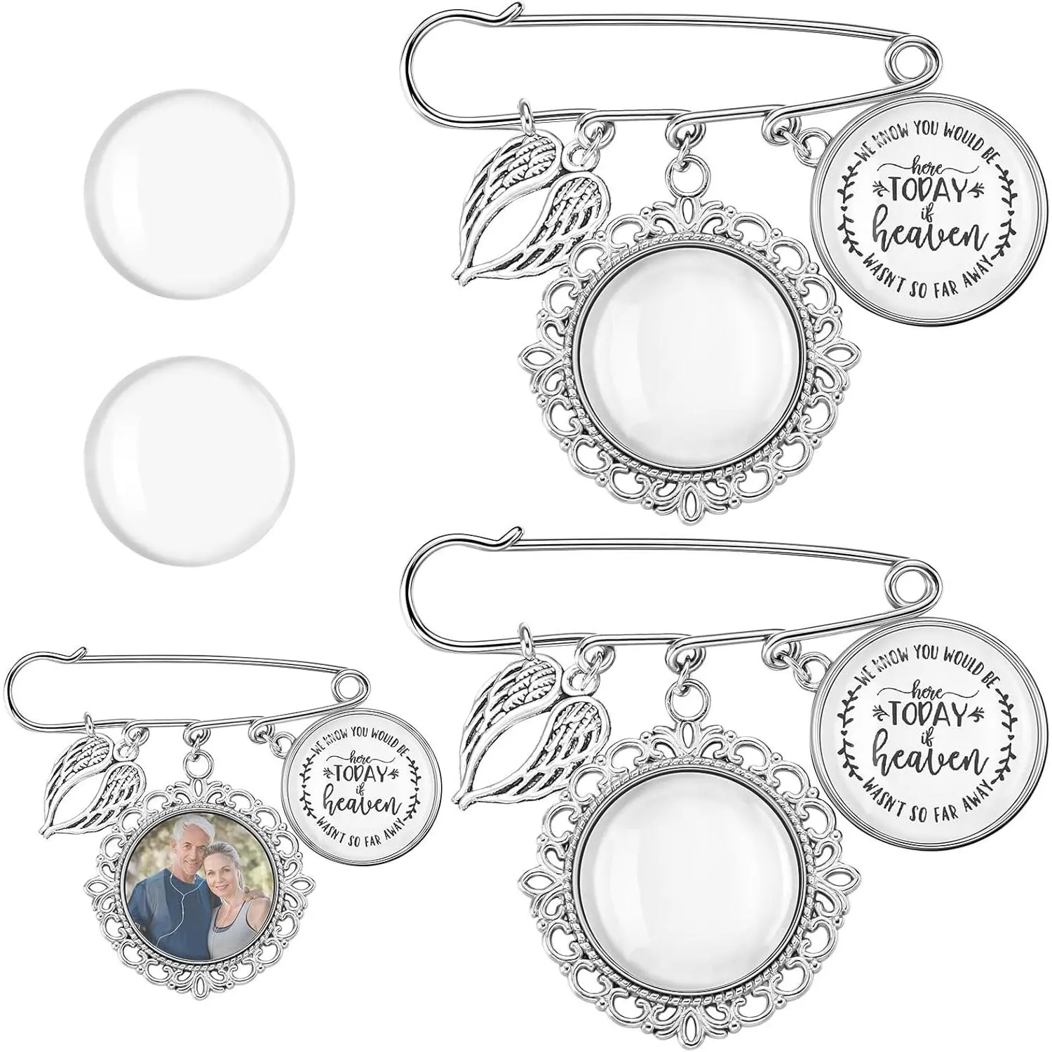 Women's 2-Pcs Silver Classic Memorial Graduation Photo Tassels - Metal Charm, Wing DIY Pin Brooch, Grad Cap Decoration, Personalized 2026 Grad Gift for Gown Ceremony Bouquet, Classical Look