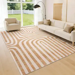 Modern Abstract Area Rug – Soft Low-Pile Non-Slip Carpet – Geometric Checkered Design for Living Room, Bedroom, Dining Room – Washable