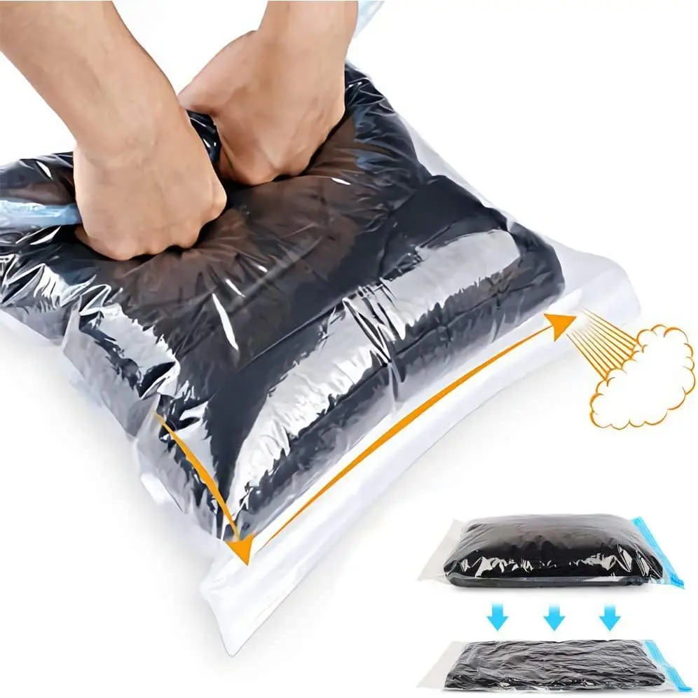 Compression Bags - Travel Accessories - 10 Bags - No Vacuum or Pump Needed - Vacuum Bags for Travel - Home Packing-Organizers (Blue)