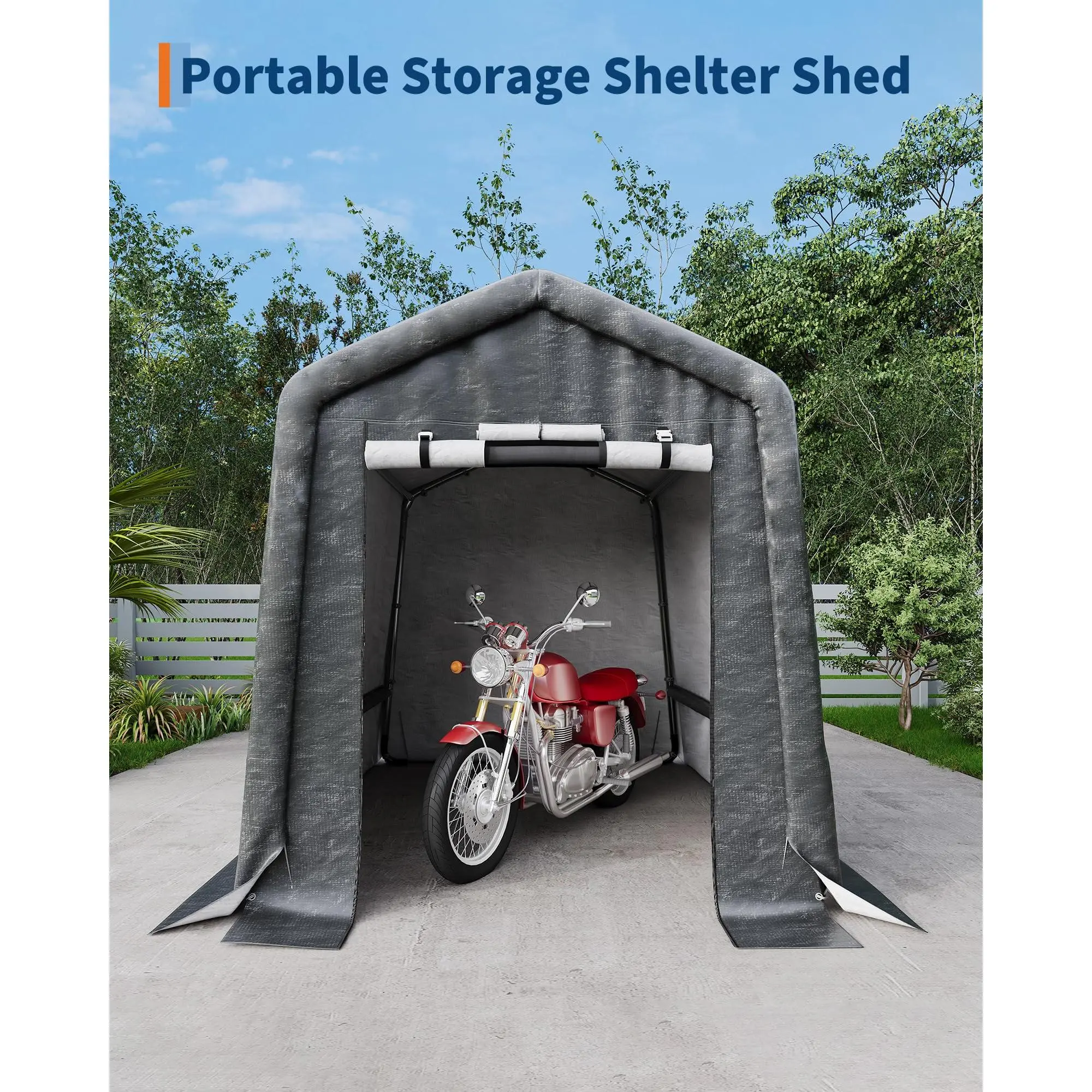 Portable Outdoor Storage Outdoor Storage – Waterproof UV-Resistant PE Tarp Carport with Roll-Up Door & Vents
