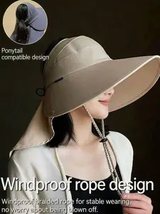 Wide Brim Foldable Sun Hat, UV Protection, Adjustable Chin Strap, Casual Beach Hat, Portable for Outdoor Activities and Daily Wear