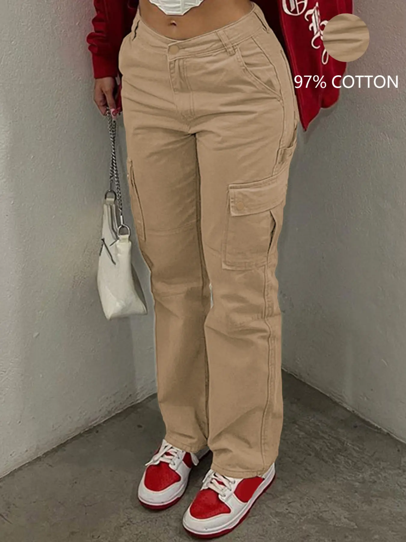 GILIPUR 1 piece of multi-color optional American workwear jeans, low-waisted straight-leg loose wide-leg pants, a versatile style with a spicy girl street vibeTChic Fashion Casual