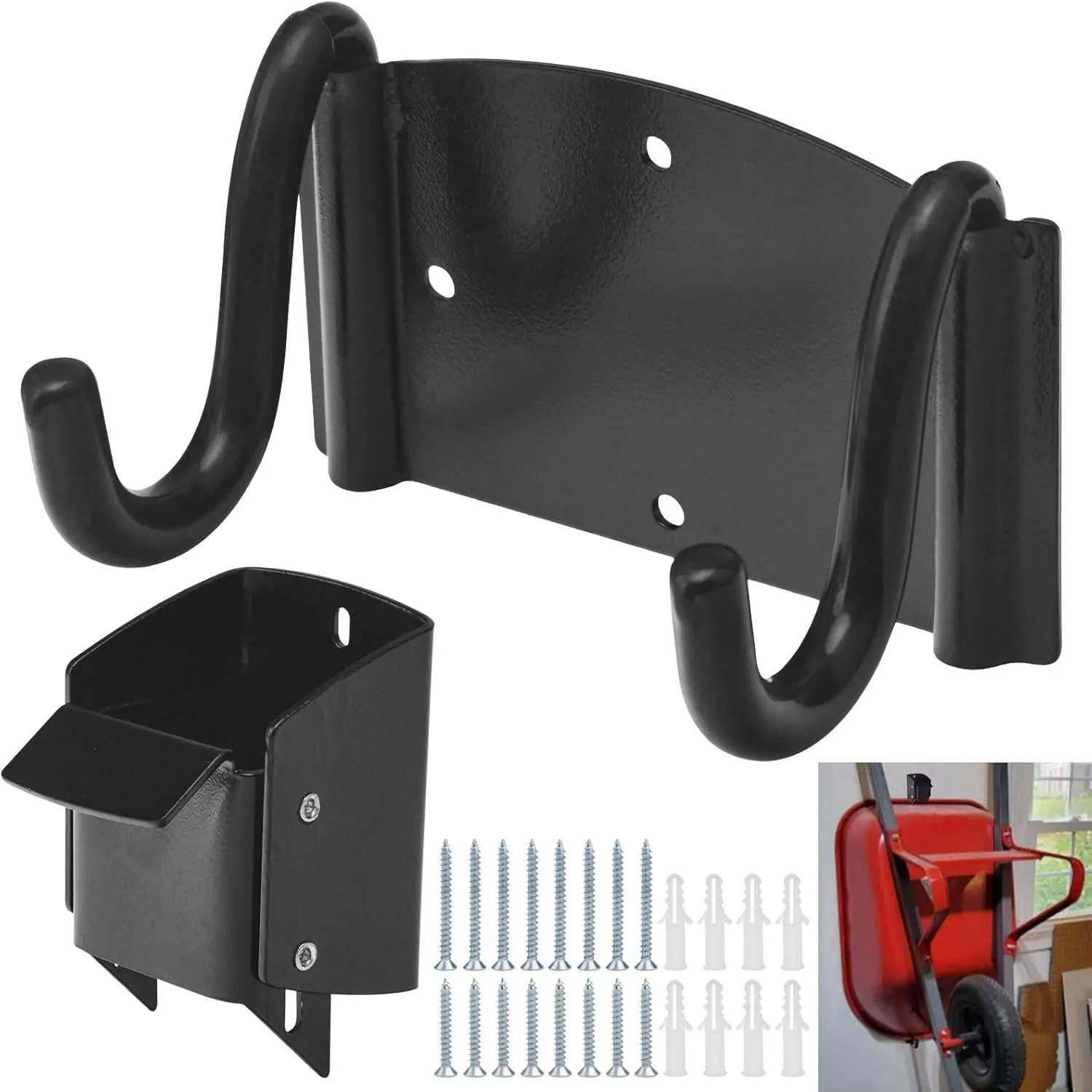 Wheelbarrow Storage Bracket/Hook -90 lbs Capacity, with Top Lift Latch for  Wheelbarrows and Heavy Construction Types, Maximize Space in Garden, Shed or Workshop