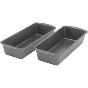 Set of 2 Extra Large 13" x 5" Nonstick Steel Bread Loaf Pans, Gray - Set of Two Loaf Pans, Even Heat Distribution, Scratch-Resistant Nonstick Coating, Durable Construction, Easy to Clean