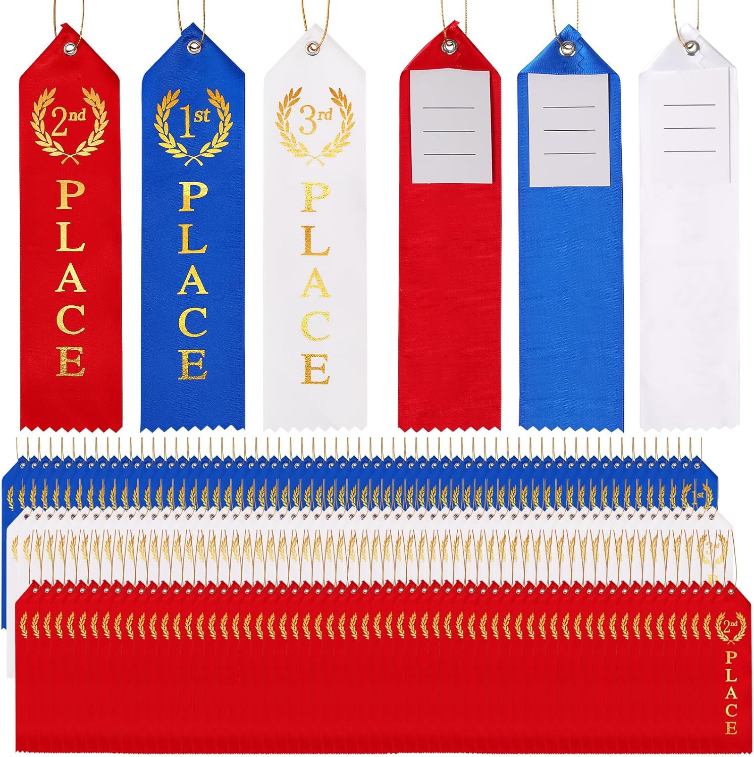 Award Ribbons, Medal Ribbons for 1st, 2nd, 3rd Place, Event Card & Rope Included, Perfect for Competitions, Sports Events, School Challenges, Vibrant Blue, Red, and White Award Ribbons, Medal Ribbons for 1st, 2nd, 3rd Place, Event Card & Rope Included, Perfect for Competitions, Sports Events, School Challenges, Vibrant Blue, Red, and White