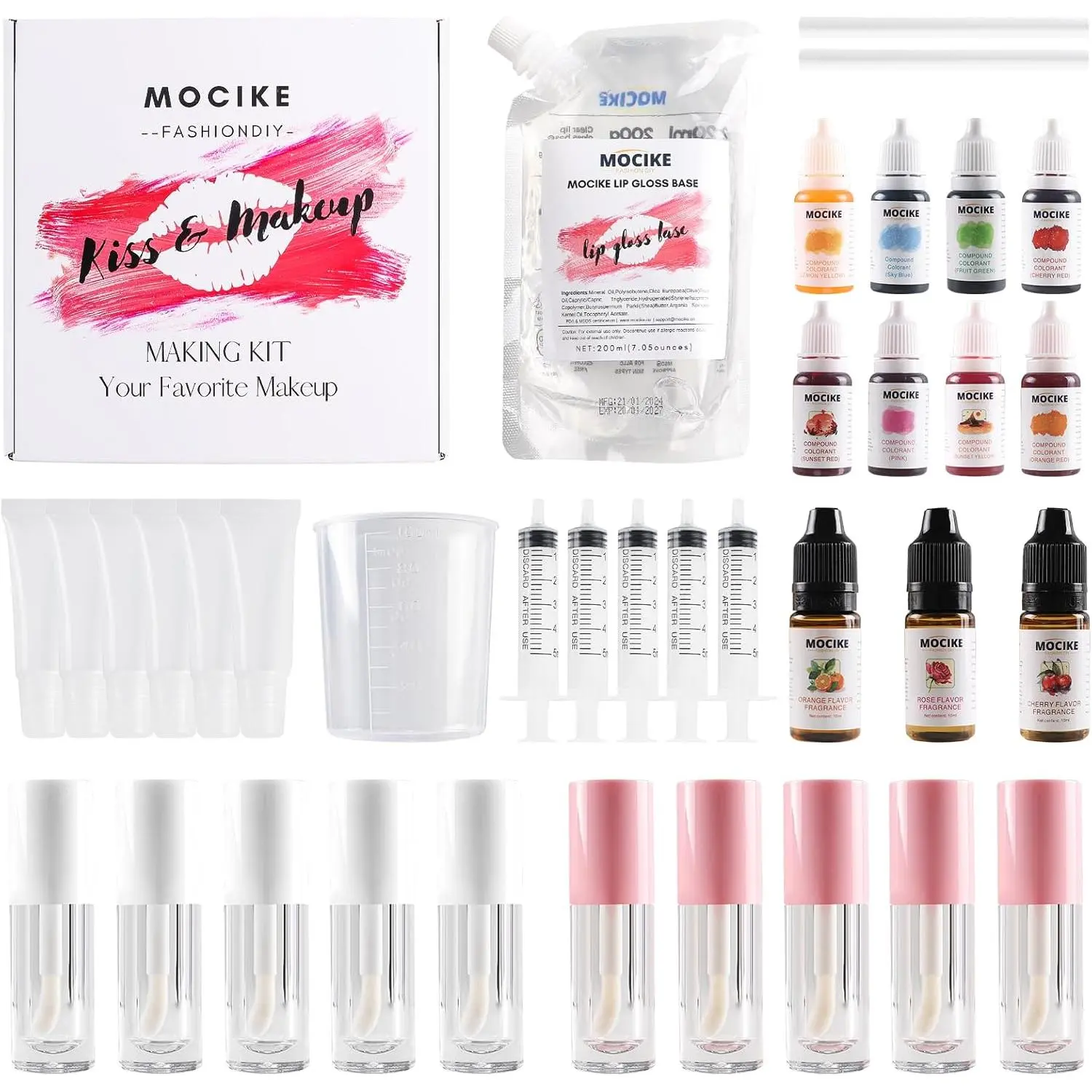 MOCIKE DIY Lip Gloss Making kit for Adult Gifts - 37 PCS DIY Lip Gloss kit Make Your Own Lip Gloss