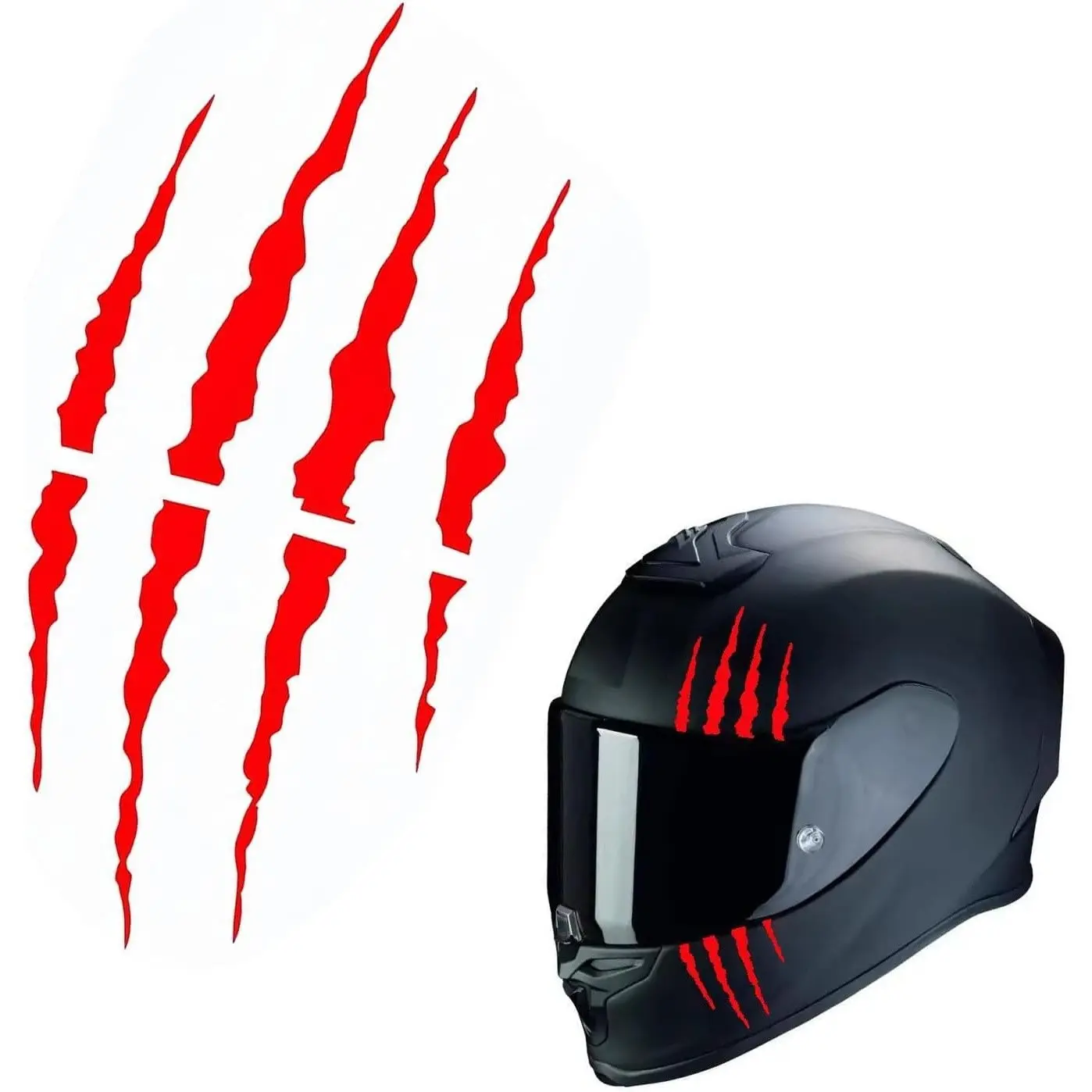 Motorcycle Helmet Stickers, Cool Monster Claw Stripes Vinyl Waterproof Scratch-Resistant Decals, DIY Decor for Helmets, Cars, Laptops, Walls