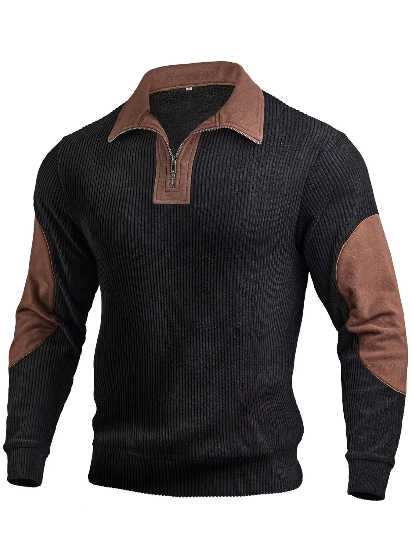 2026 New American Retro Men's Knit Top, Collar, Elbow Patch, Elastic Long Sleeve, Breathable, Casual Outdoor Wear, Classic, Vintage, Knitwear, Knit Sweater Top
