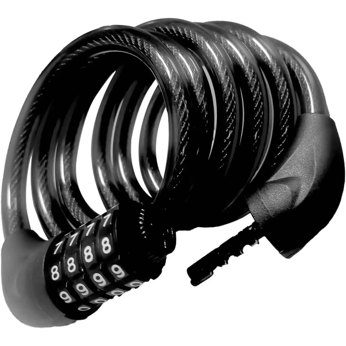 Bike Cable Lock 6FT Long, 4 Digit Resettable Combination Lock, Heavy Duty Steel Cable with Waterproof Vinyl Coating Anti Theft Security Lock for Road Bike E-Bike Scooter Fence Gate Toolbox