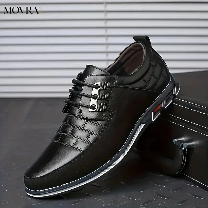 MOVRA1 [Non-Derby Shoes] Non-Men's Plaid British Style Shoes| Durable Lace-Up Dress Weddings, Business, Casual - All-Season Comfort Round Toe Formal Shoes, Footwear, Shoe Design, Wearresistant Footw