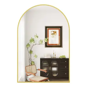Arched Wall Mirror, 26x38 Inches Bathroom Mirror, Wall Mounted Vanity Mirror for Hanging or Leaning Use, Ideal for Bedroom, Living Room, and Bathroom Decor, Gold