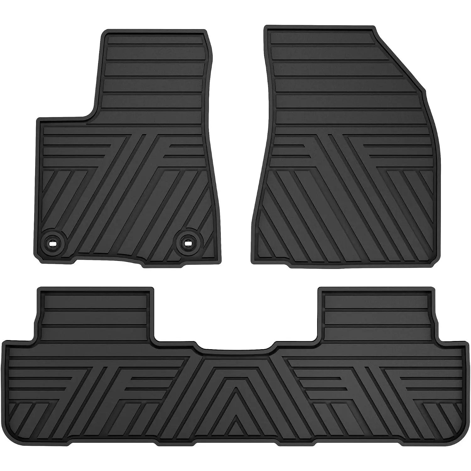 Custom-Fit Heavy Duty Car Rubber Floor Mats for Toyota Highlander 2014-2019, Anti-Slip Grip Edge Reinforcement Rubber Print All-Weather Floor Liners, 1st & 2nd Row Black Highlander Accessories, Custom-Fit Set