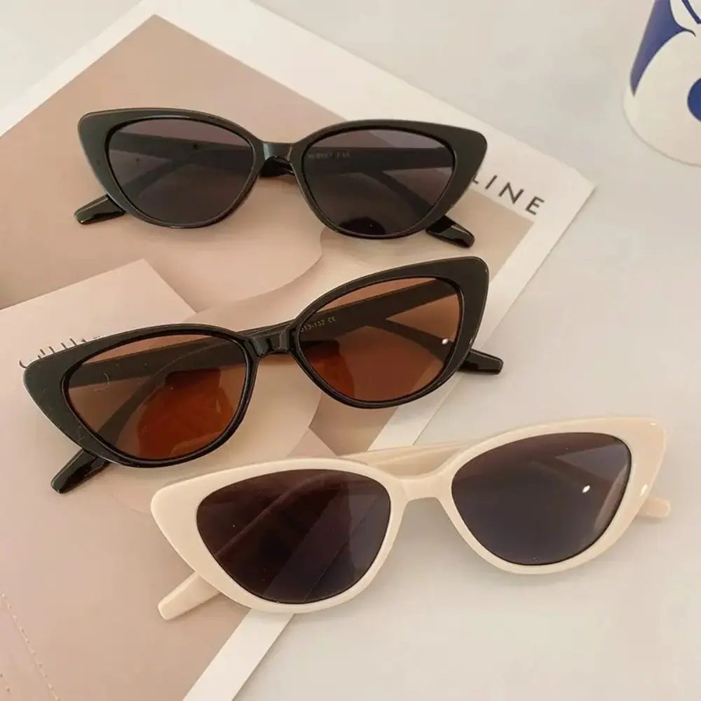 Women’s Vintage Half‑Frame Mini Cat‑Eye Sunglasses Set, Tinted Brown Lenses, Stylish Outdoor Eyewear, Retro Fashion Accessory For Daily Outings