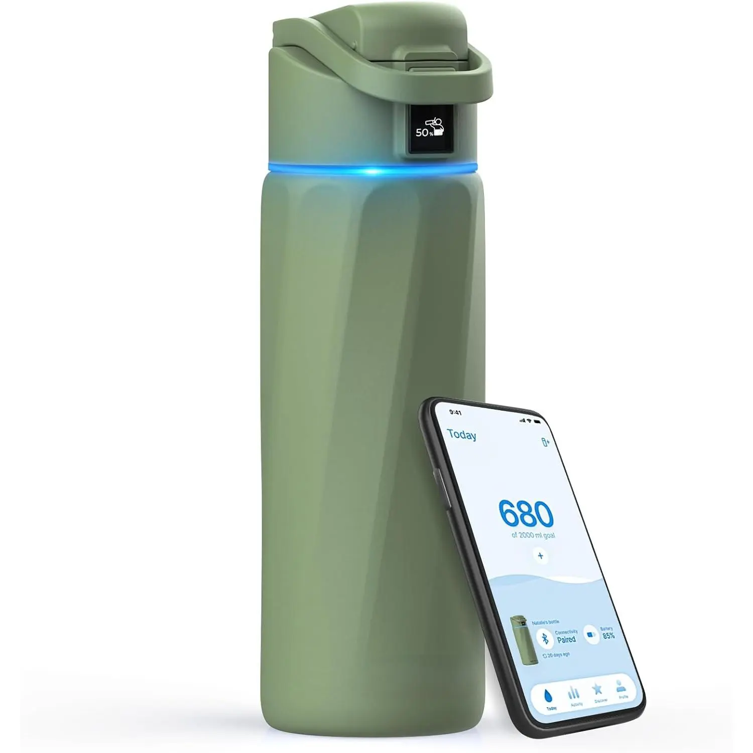 Smart Water Bottle for Moms, 24oz BPA-Free Stainless Steel with Wide Mouth, Vacuum Insulated Hydration Tracker with Reminder App for Gym & Office, Water Bottles