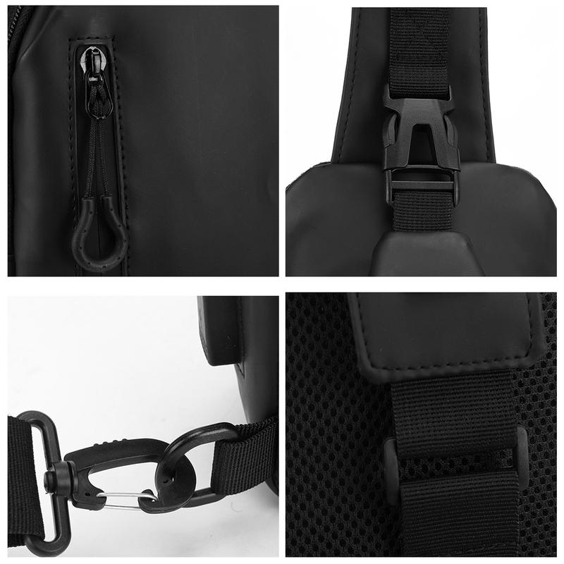 Men's Versatile Sling Chest Bag - Removable Adjustable Strap & Zipper Pockets Shoulder Bags for Business Travel