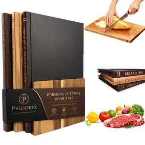 Book-Shaped Wooden Cutting Board Set with Stand, Ideal for Recipe Viewing, Perfect for Beginners, Breakfast Prep, Family Meals, Moving Gift