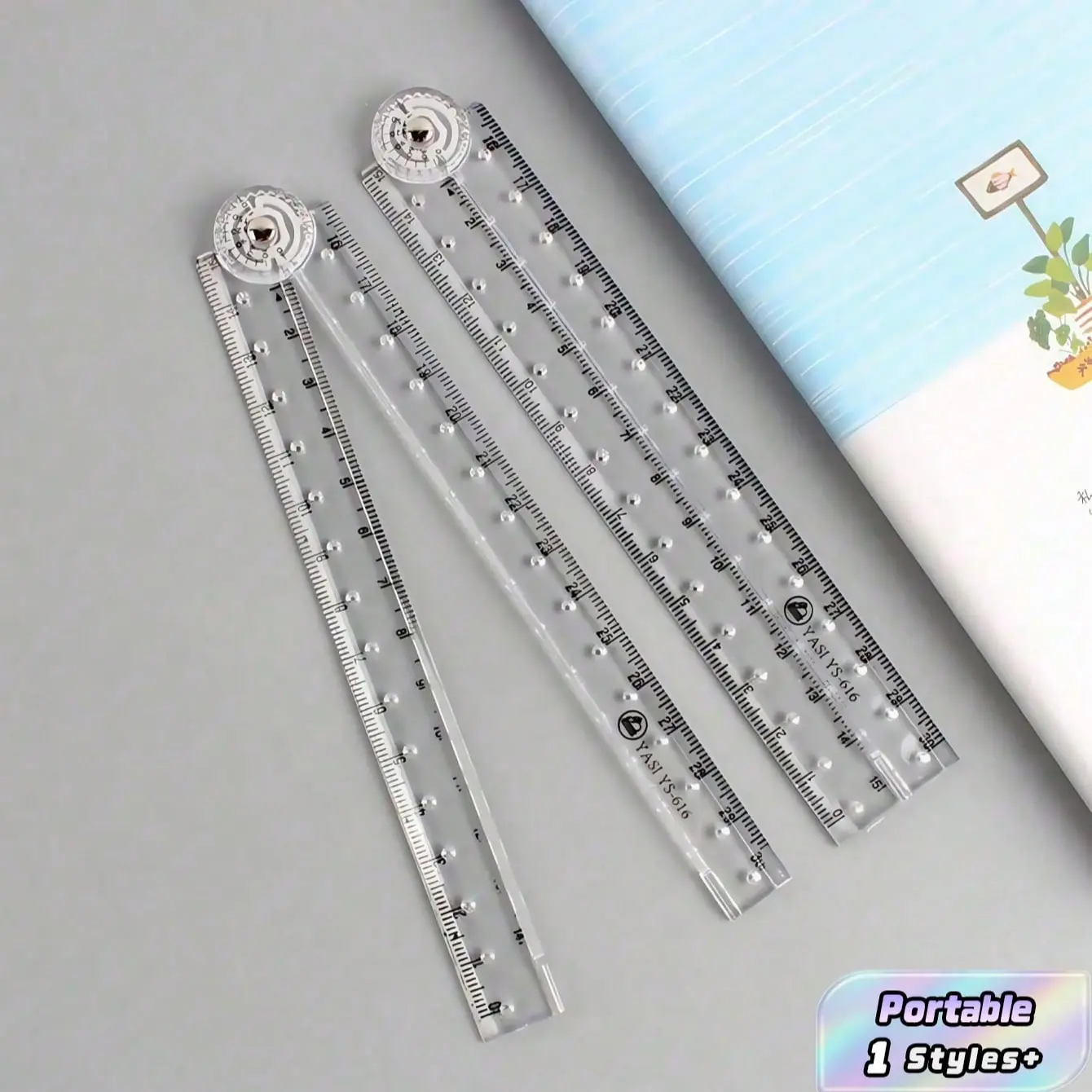 Creative Transparent Acrylic Folding Ruler Ruler Simple Scale Plastic Drawing Ruler