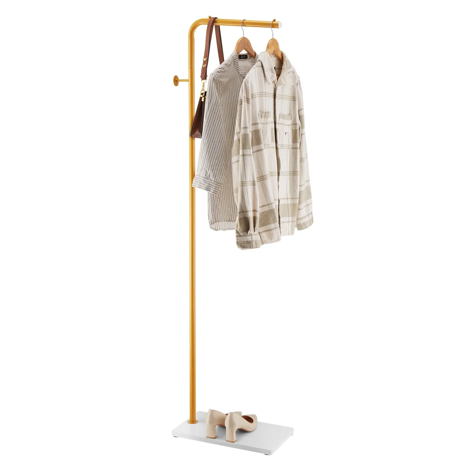 【Summerfinds】VEVOR Coat Rack, Freestanding Coats Rack Stand with Quartz Stone Base 3 Round Hooks, Free Standing Hall Coat Tree for Entryway, Bedroom, Living Room, Stylish Clothes Hanger Stand for Coats, Hat, Bag