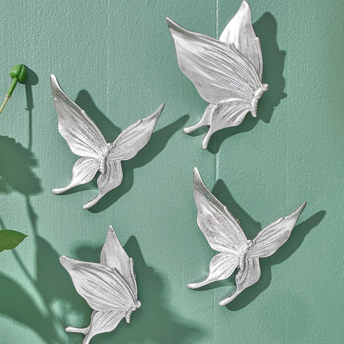 Butterfly Shaped Hanging Decor, 5 Counts/set Creative Resin Butterfly Wall Art Hanging Ornament, Wall Decor for Home Living Room Bedroom, Hangable