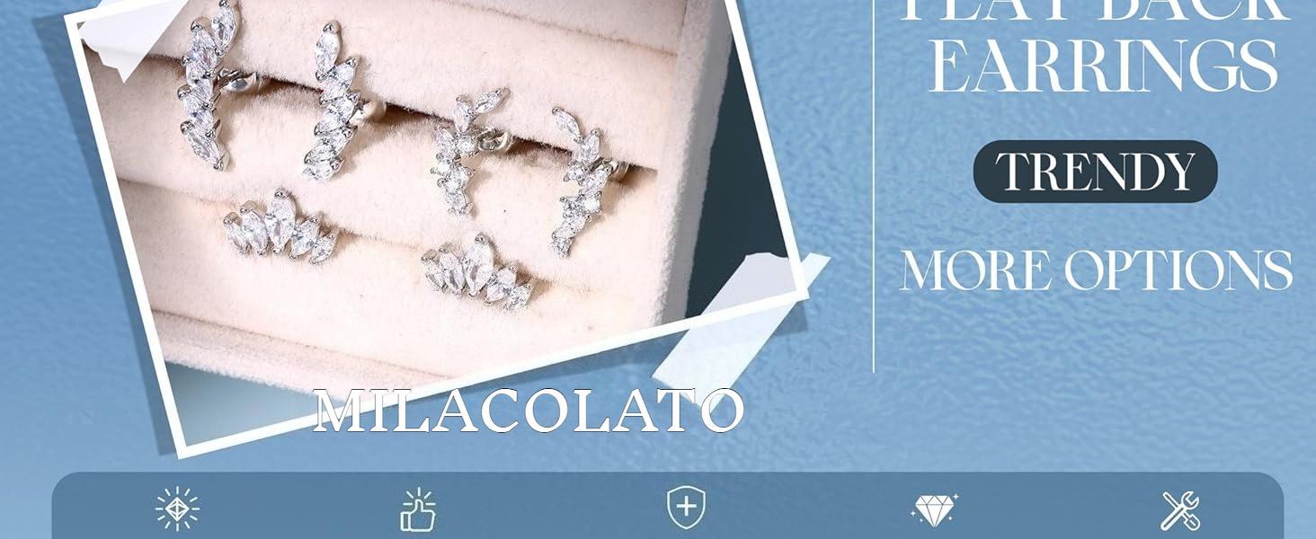 CASSIECA 1Pairs Cartilage Earrings for Women Flat Back 925 Sterling Silver Post Stud Flatback Earrings for Sensitive Ears-20G Ear Crawler Climber Cartilage Earring Tragus Conch Helix Piercing Jewelry