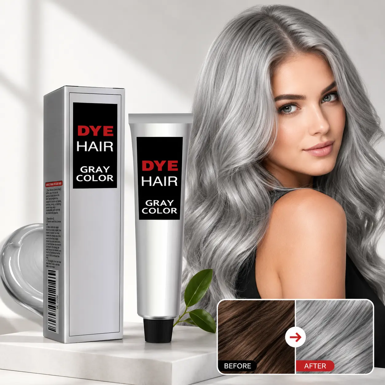 EELHOE Granny Grey Semi-Permanent Hair Color Balm - Mild Non-Damaging Conditioner Cream, Trendy Silver Gray Shade, Easy At-Home Use, Long-Lasting Retention, Gentle Treatment for Adults