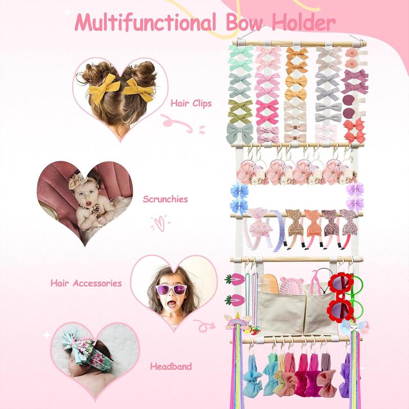 Headband Holder Hair Bows Organizer for Girls,  Headbands Hair Accessories Organizer Storage Wall Hanging Decor for  Girls Room
