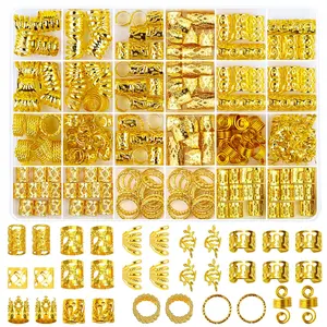 280 Pcs Hair Jewelry  Braids, Gold Loc Jewelry  Hairs Dreadlocks Braid Clips Accessories Metal Hair Rings  Braids Cuffs Braid Clips Decorations  Women Men Unisex