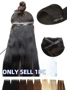 Seamless Natural Tape Weft Long PU Skin Weft Extensions, No Glue Human Hair for Fine Hair, 80cm Length Weft Bundles, Human Hair Weave