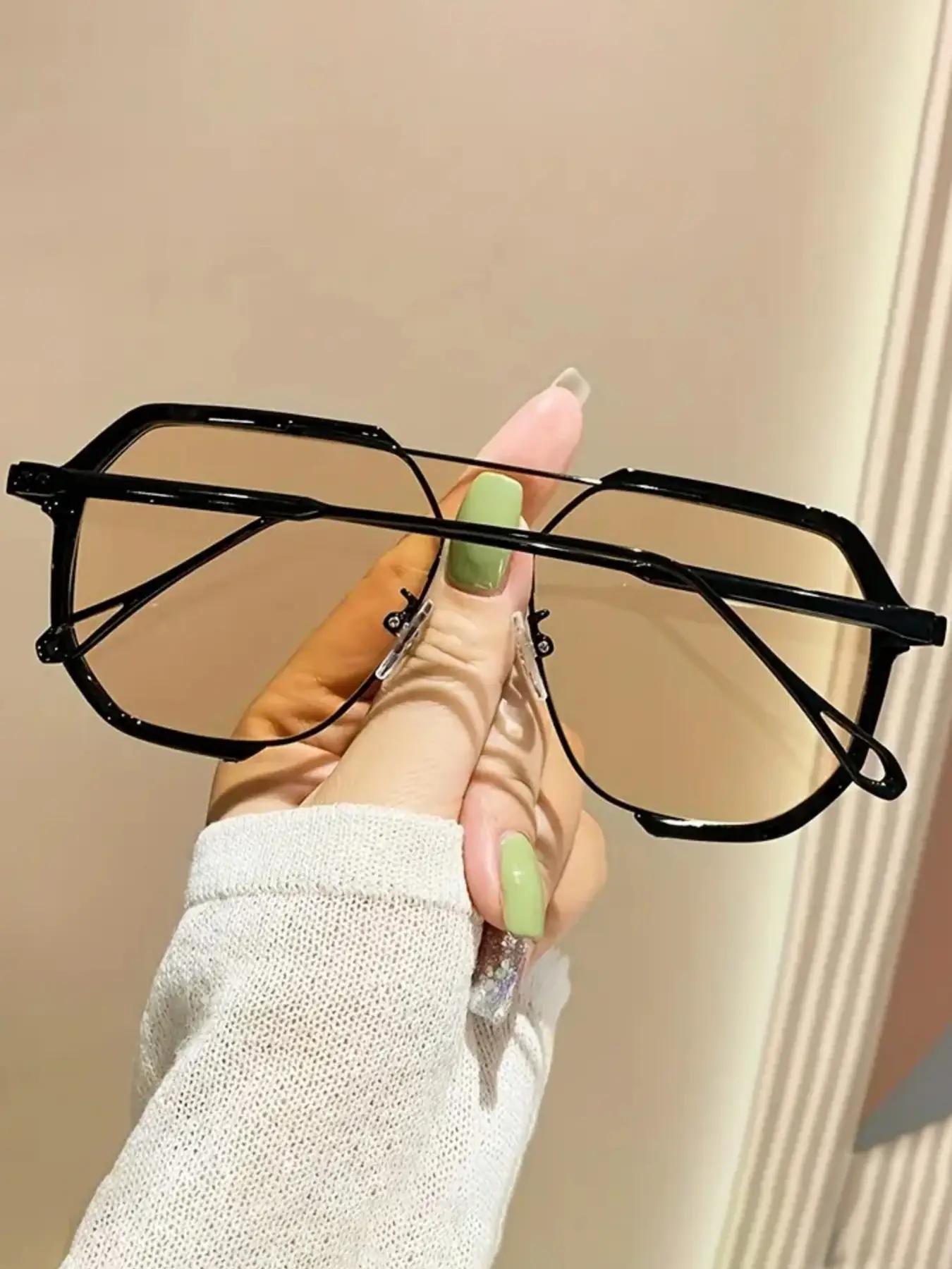 Summer Minimalist Geometric Frame Top Bar Sunglasses for Men & Women, 2024 Vintage Trendy Thin Glasses for Everyday Use, Modern Fashionable Versatile Accessories for Driving & Beach Travel