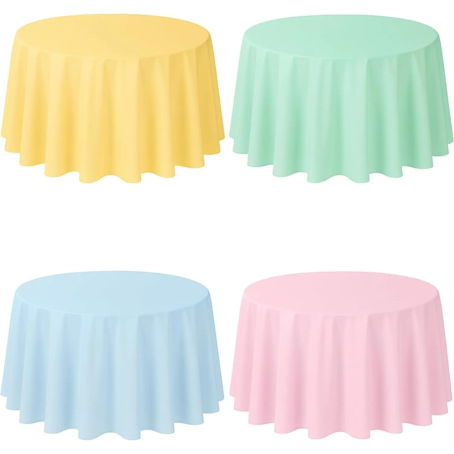 4 Pack Round Pastel Table Cloths for Parties,84 Inch Plastic Colorful Tablecloth,Rainbow Tablecloth,Disposable Table Covers for Party Birthday Picnic Wedding Baby Shower Decoration