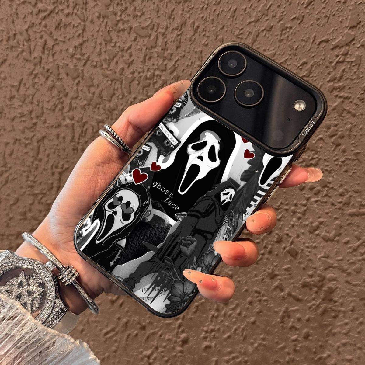 Terrifying Faceless Man ghost facePattern Case for iPhone 17 Pro Max 17 Air 16/15/14/13/12/11 Pro Max XR XS E Plus Retro High-end Shockproof Drop Screen Protection Cute Durable PC Smartphone Cover