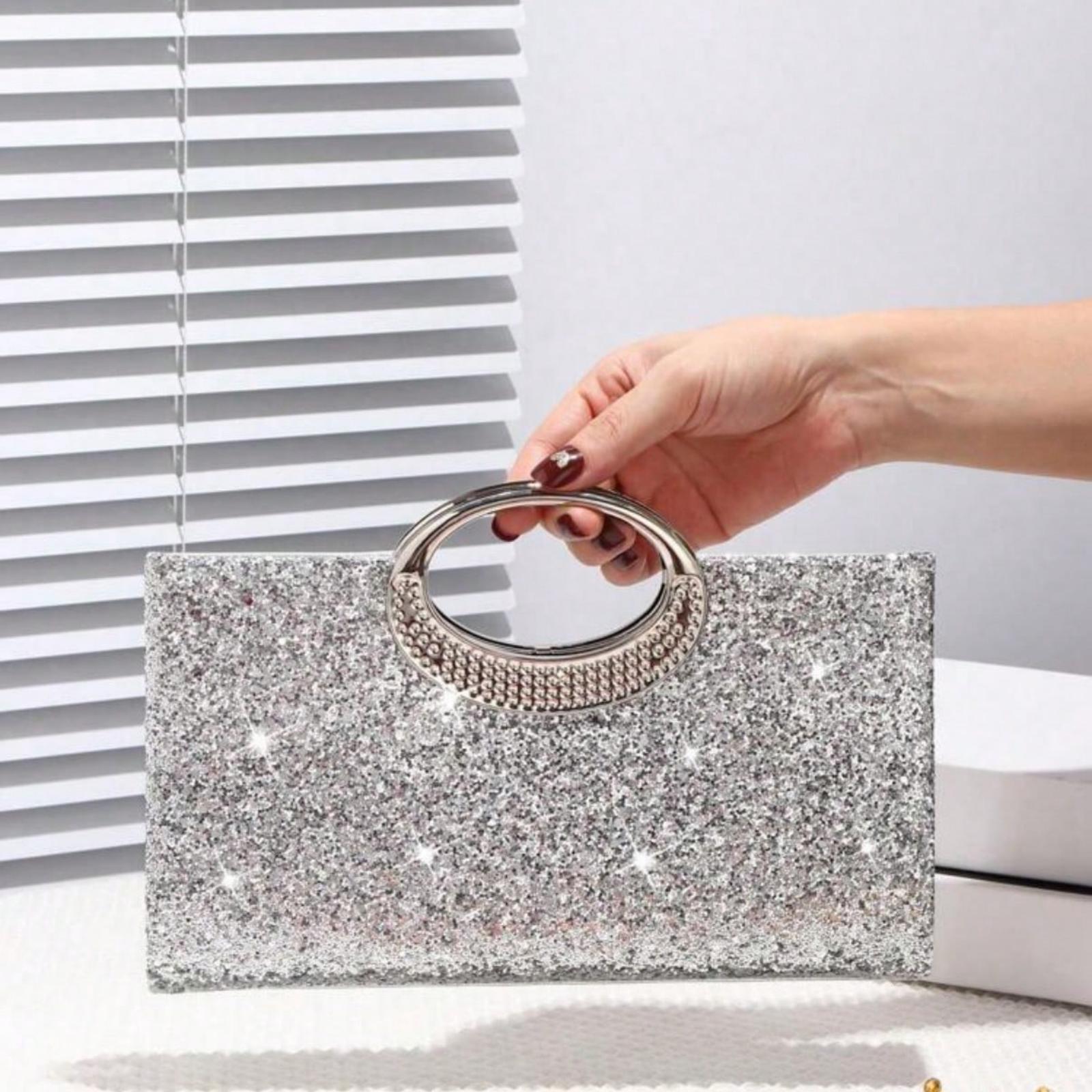 Rhinestone Decor Clutch - Lightweight Casual Party Crossbody Mini Shoulder Bag for Bridal Evening Bucket Fashion Dinner Glamorous Elegant Exquisite Quiet Luxury Handbag for Party Girl Woman Bride