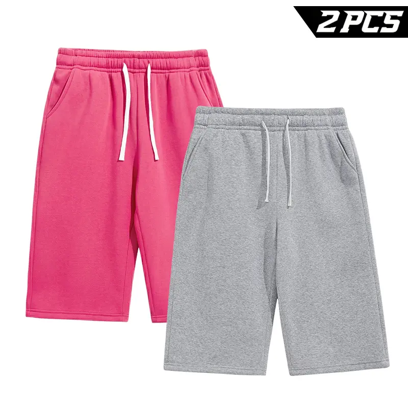 2 Pack Men's Casual Shorts with Pockets, Drawstring Elastic Waist Knee Length Lounge Sweat Shorts for Workout, Gym, Running, Travel Daily Wear, Summer Comfort and Easy Matching Fit