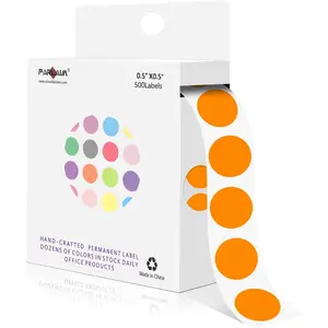 1/2 Inch Round Adhesive Color-Code Dot Stickers,500 Stickers Inventory Dots Label in Dispenser Box,Orange Circle Coding Labels for Office (Orange)