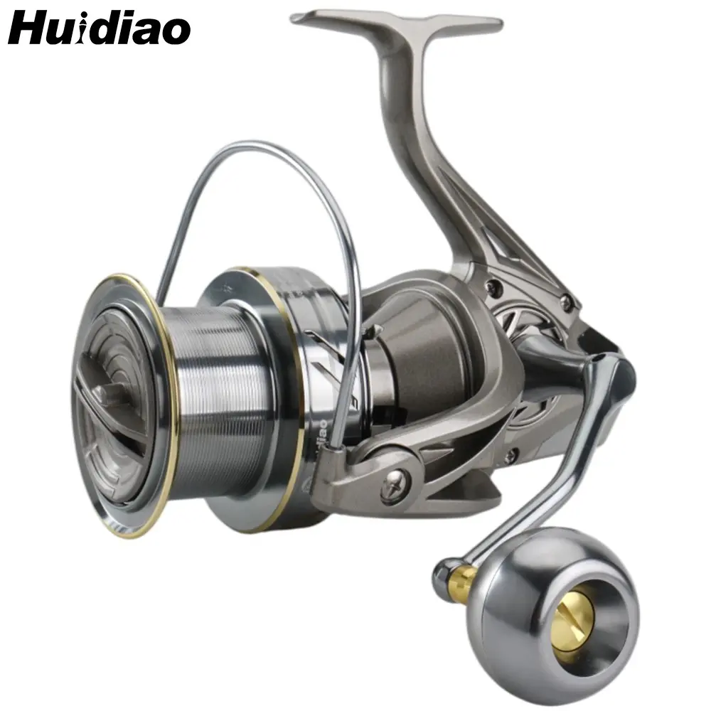 Huidiao KNIGHT ST Saltwater Big Game Spinning Reel 8000/9000/10000/12000/14000 Surf Fishing Reel Long Cast Reel with Metal Power Knob 4.8:1 for Shark Pier Inshore Offshore Live Bait Fishing Fishing Equipment
